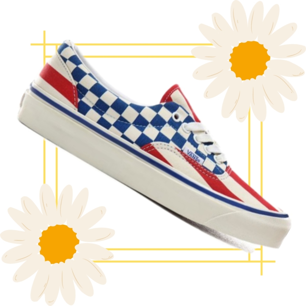 Vans Anaheim Factory Era 95 DX OG Red White Stripes OG Blue White Check Unisex